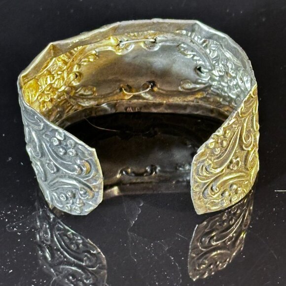 Antique Sterling Silver Cuff Bracelet Sleeping Beauty Turquoise 925 Victorian - Picture 7 of 12